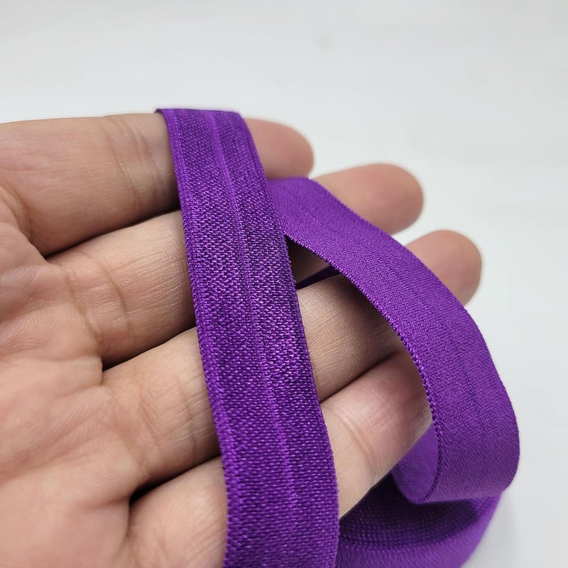FAYADA Fold Over Elastic,5/8" Foldover FOE Trim Elastic Ribbon,Stretch FOE Band for Hair Ties Headbands Sewing Craft -5 Yards (Regal Purple) - Image 3